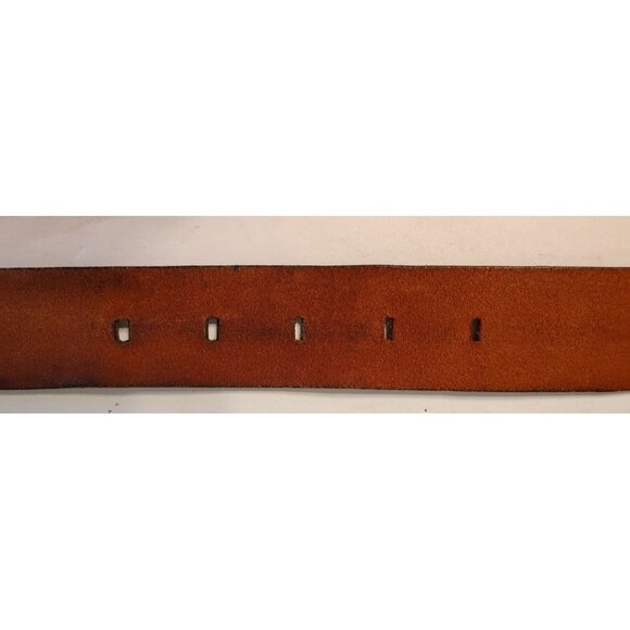 Made in Italy Brown Leather Belt, Thick Metal Buckle Unisex, 39"-42" - Picture 6 of 6